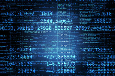带有数字的蓝色背景摘要代码互联网矩阵概念技术背景图片