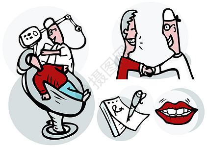 牙齿卡通从事一套病人病媒图标的牙科医生卫生愈合工作照片福利牙科卫生员外科职业药品背景