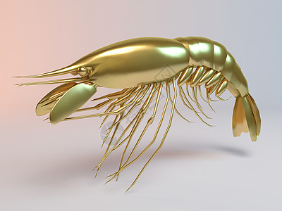 金色3D动物龙虾工作室奢华射线力量勋章金属生活标签金子荒野图片