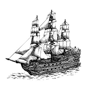 Colububus 舰船铅笔旅行导航手绘绘画黑色海军草图涂鸦白色图片