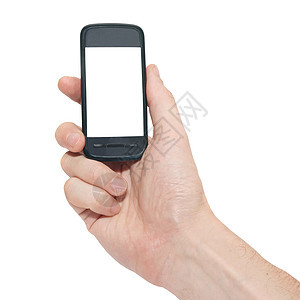 手握移动电话短信电话展示按钮键盘办公室黑色商业讲话工具图片