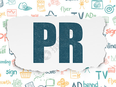 营销概念 关于撕纸背景的PR广告报纸研究品牌创造力活动民众社会蓝色战略图片