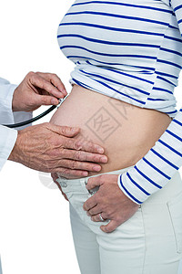对孕妇进行检查的医生外套肚子家庭生活妊娠妇科医生病人女士孕妇装咨询新生活背景图片