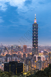 台北台湾天线天际办公室金融城市天空地标景观照明旅行场景图片