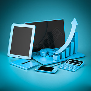 笔记本电脑 平板电脑和智能手机作家电话键盘金融屏幕商业统计灰色技术办公室图片