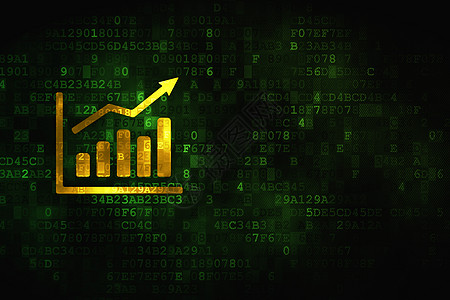 图形组合数字背景上的广告概念增长图监视器金融活动战略屏幕展示成功社会黄色生长背景