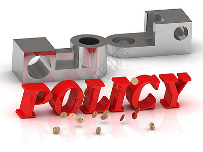 政策-红色字母和银色细节的题词图片