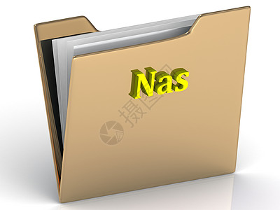 黄金文件夹上的 Nas 亮色字母图片