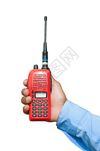 手持红色便携式无线电收发器海浪收音机扫描发射机情况安全机动性技术警察对讲机图片