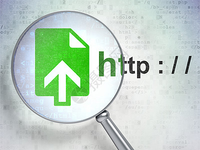 放大镜网络开发概念 上传和Http 用光玻璃镜片技术网址网页数据托管网站文档代码数字背景