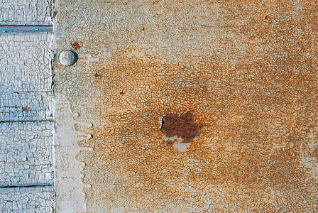 木板 生锈的铁板 加上旧涂料残余 大背景或您项目的纹理金属橙子腐蚀胭脂红墙纸褪色木头蓝色铆钉棕褐色图片