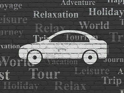 背景墙上的旅游概念车旅行车轮汽车航程标签建筑运输世界闲暇车辆图片