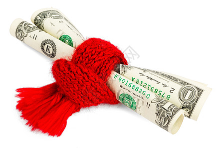 财政状况差 美元和红围巾金融现金疾病账单折叠状态银行信用羊毛纺织品图片