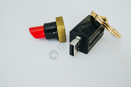 以口红形式为女孩制作的亮丽USB闪光驱动器背景图片