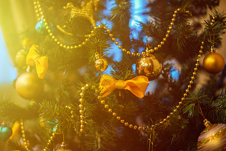 圣诞树缝合季节松树礼物庆典云杉金子风格装饰雪花文化图片