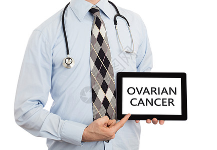 持有平板药的医生  Ovarian癌症外科化疗药片卵巢药品间质治疗输卵管程序女士图片