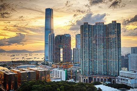 香港现代市景观天际商业市中心烟雾阴霾顶峰旅行办公中心图片