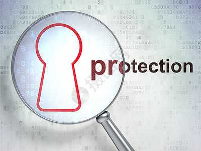 保护概念 带光玻璃的钥匙洞和防护装置图片