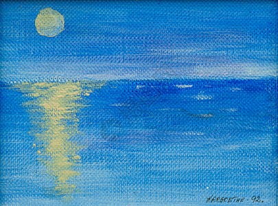 挪威北部海面的午夜日光 油画在帆布上图片