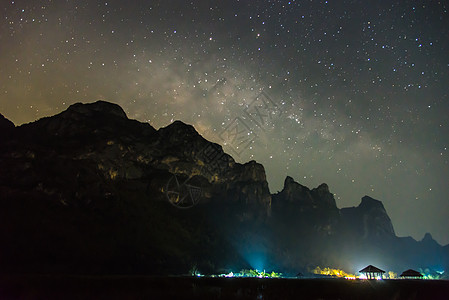 夜间泰国上空银河银河系统蓝色星座星光科学天空白色星系宇宙星星火花图片