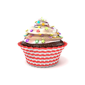纸杯蛋糕  3个礼物庆典甜点育肥饮食杯子生日派对巧克力乐趣图片