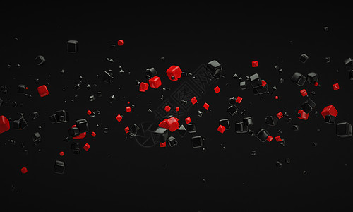 抽象的红色原子纳米技术粒子背景 3d科学插图细胞渲染网格生物学化学物理黑色图片