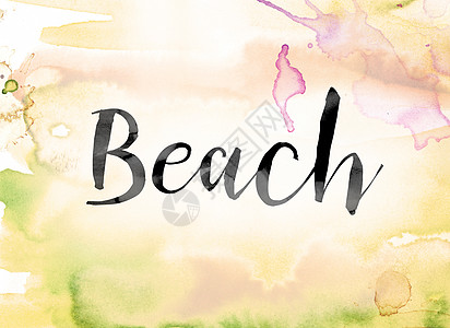 海滩多彩水彩和水墨字 Ar图片