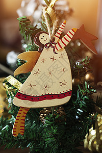 圣诞树玩具 圣诞树玩具 木偶和手工艺品庆典卡片收藏乡村问候语雪花礼物女孩童年假期图片