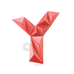 红色现代三角字体字母 Y 3反射形式棱镜插图失真多边形闪光几何学测量帽子图片