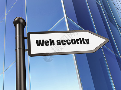 建筑背景上的安全概念标志 Web 安全隐私攻击犯罪渲染蓝色网络裂缝技术市中心路牌图片
