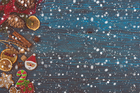 圣诞菜单新年和新年的姜饼糖果面包问候语礼物假期卡片蛋糕木头甜点明信片背景