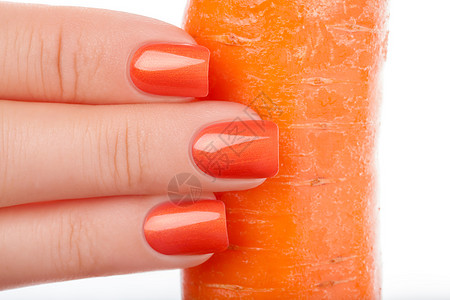 橙色指甲油卫生蔬菜广告艺术指甲手指美学凝胶图片