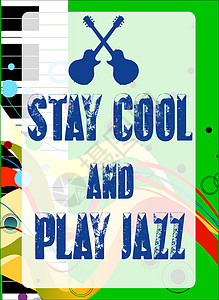 保持酷酷游戏爵士乐白色音乐计算机友谊海报绘画俱乐部标签键盘插图图片