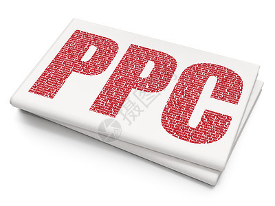 空白报纸背景上的广告概念 PPC品牌宣传公关网络研究产品活动渲染战略推广营销高清图片素材