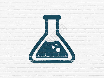 实验图标背景墙上的科学概念烧瓶测量药店蓝色烧杯物理实验室建筑教育化学品技术背景