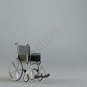 灰色工作室背景的轮椅疾病健康荒地病人3d车辆帮助药品运输金属图片