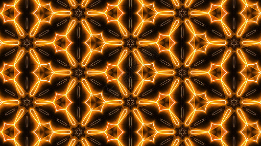 分形橙色万花筒背景金子天花板派对太阳灯板视频技术聚光灯星星艺术图片