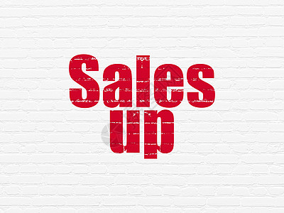广告概念 Sales Up 在背景墙上互联网建筑活动产品宣传公关品牌绘画战略销售图片