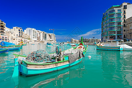 马耳他的地中海船传统渔船码头渔夫钓鱼旅行运输航海旅游港口图片