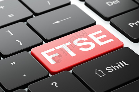 电脑键盘背景上的股票市场指数概念 FTSE金融网络渲染交换笔记本库存战略经济贸易技术图片