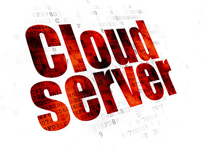 数字背景上的云技术概念云服务器解决方案代码界面监视器机动性像素化灰色屏幕白色红色背景