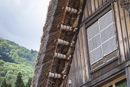 传统和历史古老的日本村庄白川全景橙子世界三角形农场农家文化历史性遗产博物馆图片