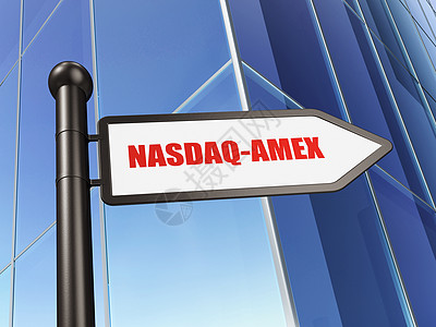 股票市场指数概念 在建筑背景上签署NASDAQAMEX号证券路牌经销商中心国家指标导航协会办公室库存图片