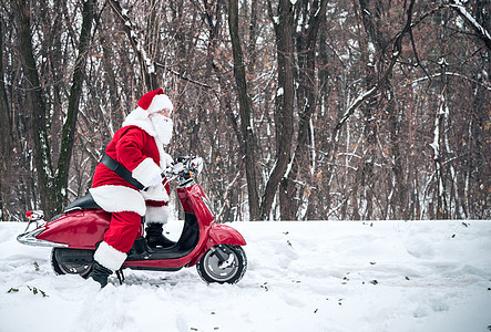 圣诞老人骑摩托车男人水平假期季节新年问候语运输时候胡子图片
