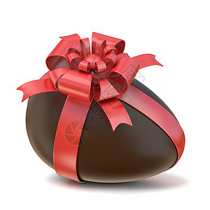 与红丝带的巧克力复活节彩蛋  3个椭圆形电脑礼物展示假期传统问候语插图丝绸庆典图片
