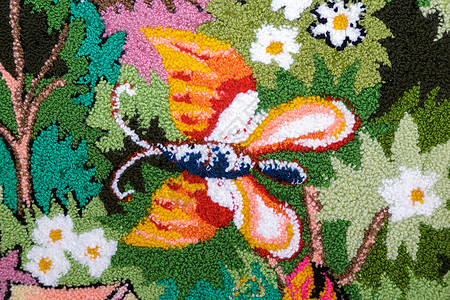 针线工作 一个编织板的碎片 描述蝴蝶图片