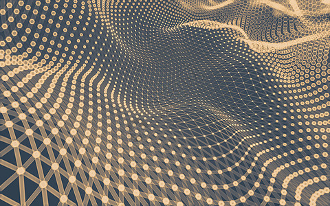 瓷器图案抽象的多边形空间低聚暗 background3d 渲染科学黑色三角形网络矩阵宏观背景蓝色墙纸技术背景