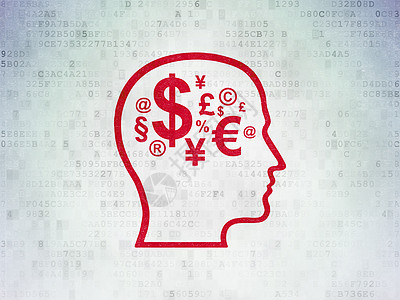 数字数据纸背景上带有财务符号的广告概念头战略金融绘画市场技术风暴货币品牌电脑产品图片