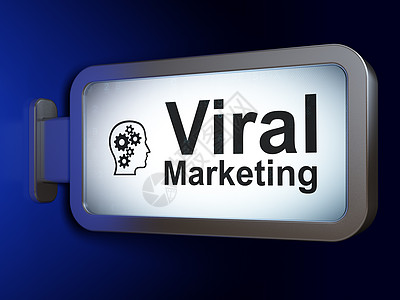 营销理念病毒式营销和广告牌背景上的齿轮头图片