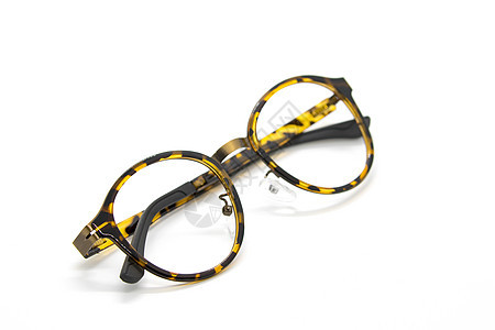 白色背景的现代时装镜片 玻璃眼镜眼睛极客玻璃框架验光近视光学眼镜反射塑料图片